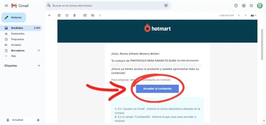 Captura de pantalla del botón para crear tu usuario y contraseña.